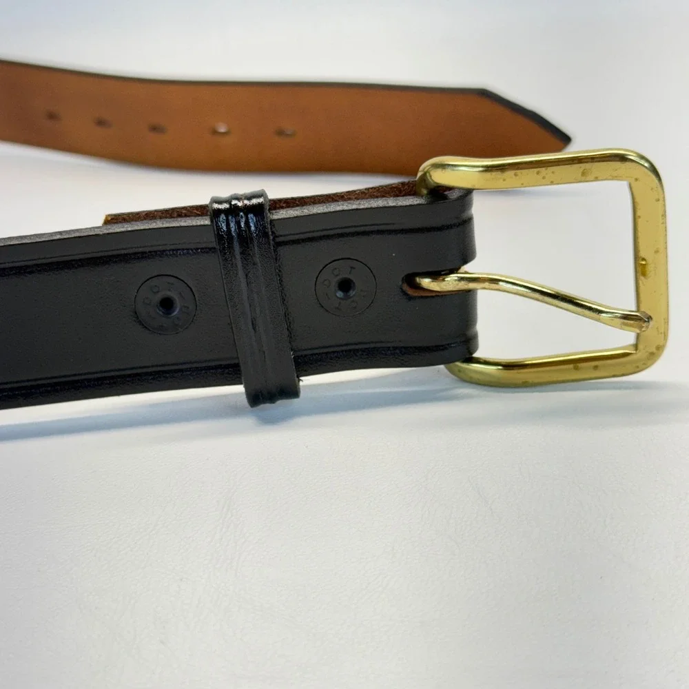 Don Hume Black Leather Belt Solid Brass Buckle Mens Size 36